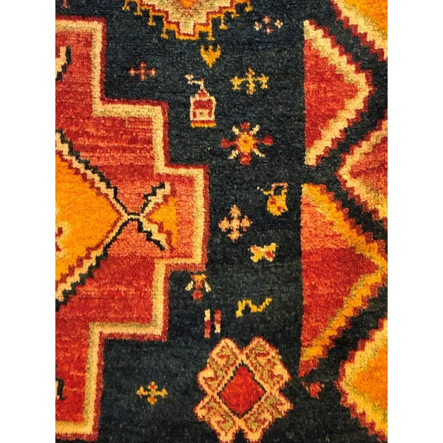 Textile 20th Century Blue Yellow Orange Berber Moroccan Rug, 1950s For Sale - Image 7 of 14