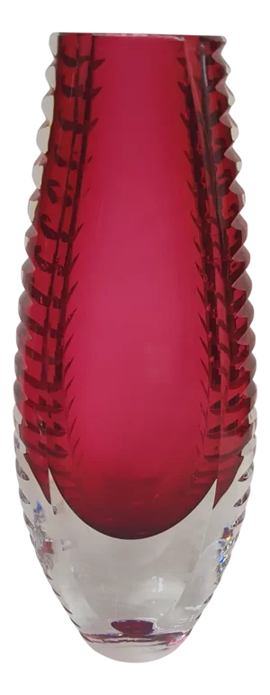 Hand-Cut Overlay Vase by Beyer & Co., 1960s