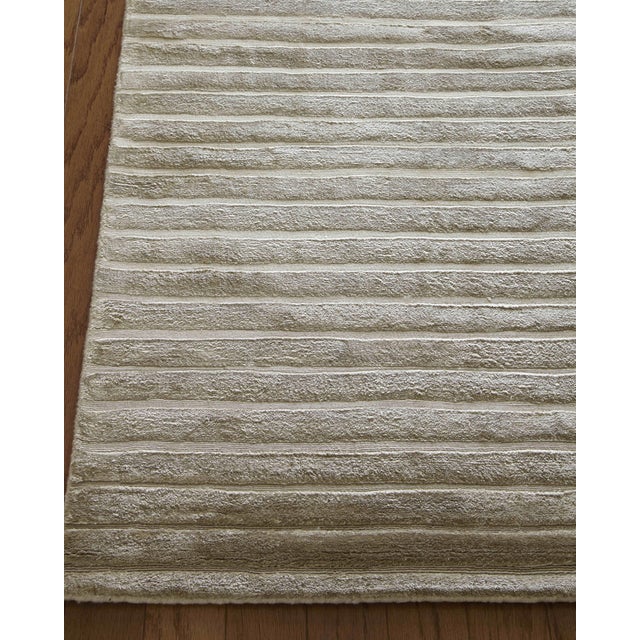 Transitional Gail hand loomViscoseSilver Rug - 10'x14' For Sale - Image 3 of 4