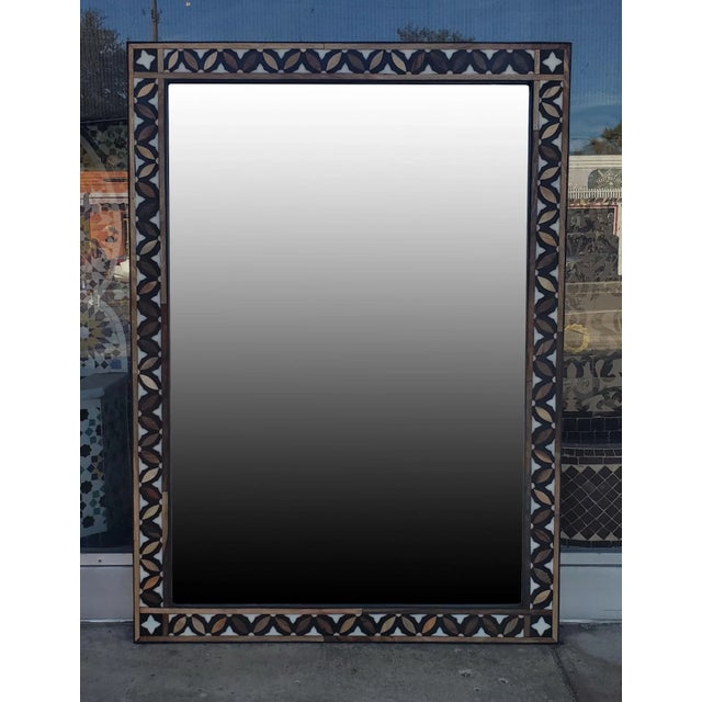 2020s Contemporary Rectangular Moroccan Walnut Wood and Resin Mirror For Sale - Image 5 of 7