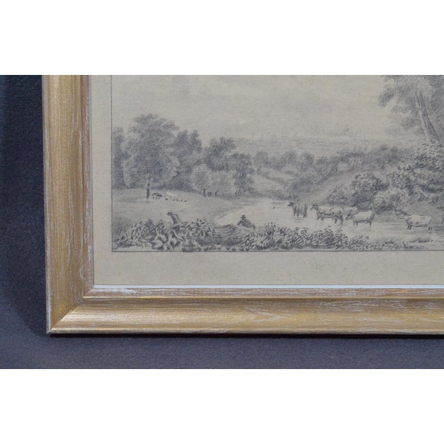Mid 19th Century 19th Century European School Pastoral Landscape With Cattle, Graphite Drawing For Sale - Image 5 of 10
