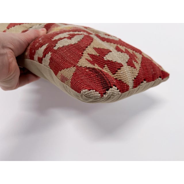 Vintage Turkish Kilim Lumbar Pillow | Handwoven Wool Decorative Cushion | 9 in X 17 In For Sale - Image 9 of 12