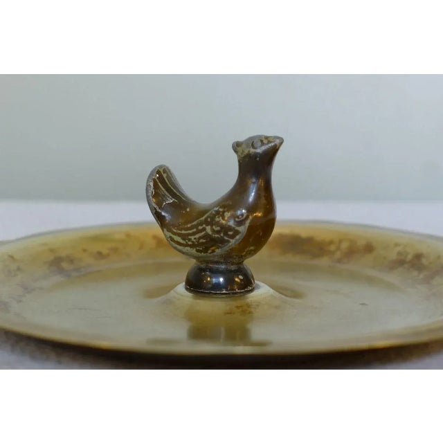 Gold Art Deco Danish Ashtray in Brass & Zinc with Chicken from H.F. Ildfast, 1930s For Sale - Image 8 of 9