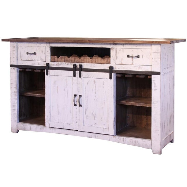 Greenview Bar Counter - Distressed White - 76" For Sale - Image 4 of 5