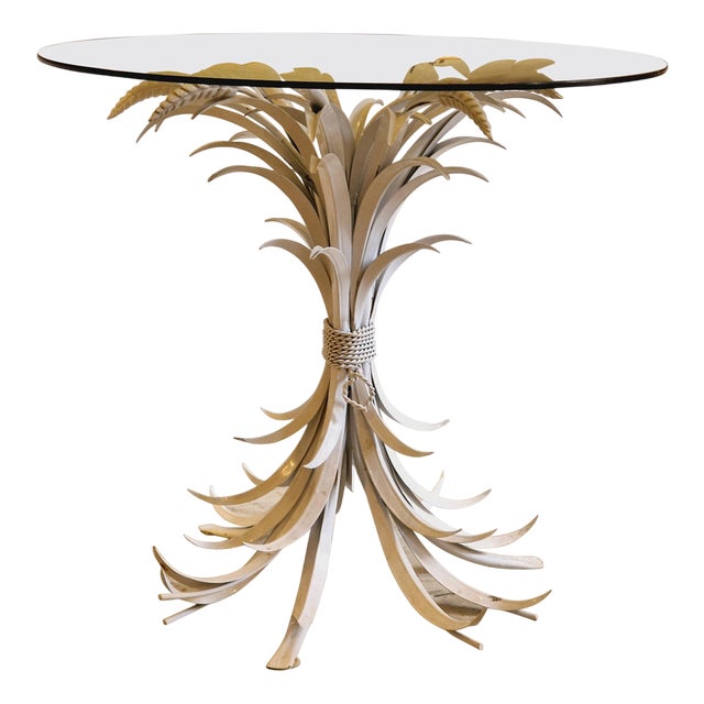 Hollywood Regency Coco Chanel Wheatsheaf Side Table in Metal by Hans Kögl, 1970s For Sale