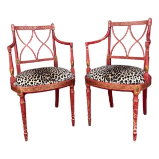 Pair of Antique English Neoclassic Armchairs. For Sale