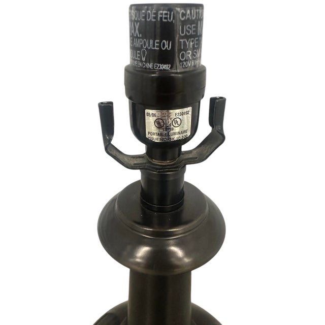 Mid Century Modern Brass Metal Bronze Finish Table Lamp Base Vintage For Sale In Los Angeles - Image 6 of 8