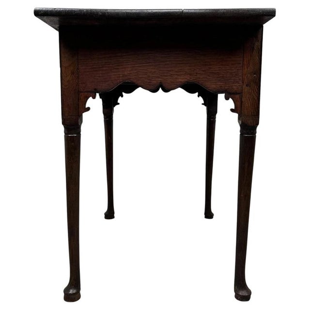 18th Century Antique English Oak Side Table with Three Drawers For Sale - Image 10 of 12