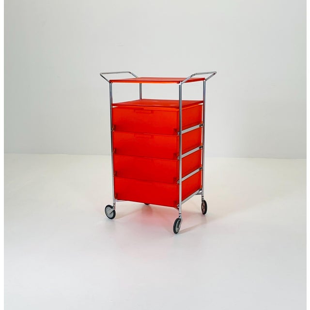 Mobil Storage Unit in Orange PMMA and Chrome by Antonio Citterio for Kartell, Italy, 1990s For Sale - Image 14 of 17