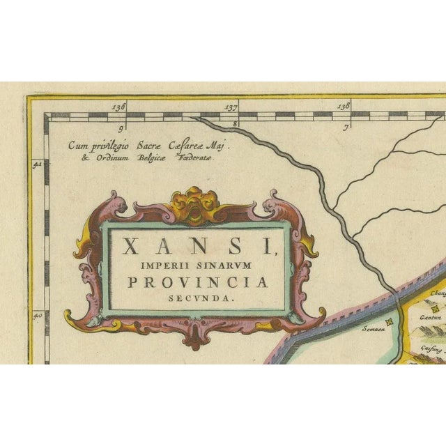17th Century Antique Map of Shanxi ProvincebBy Blaeu, 1655 For Sale - Image 5 of 7