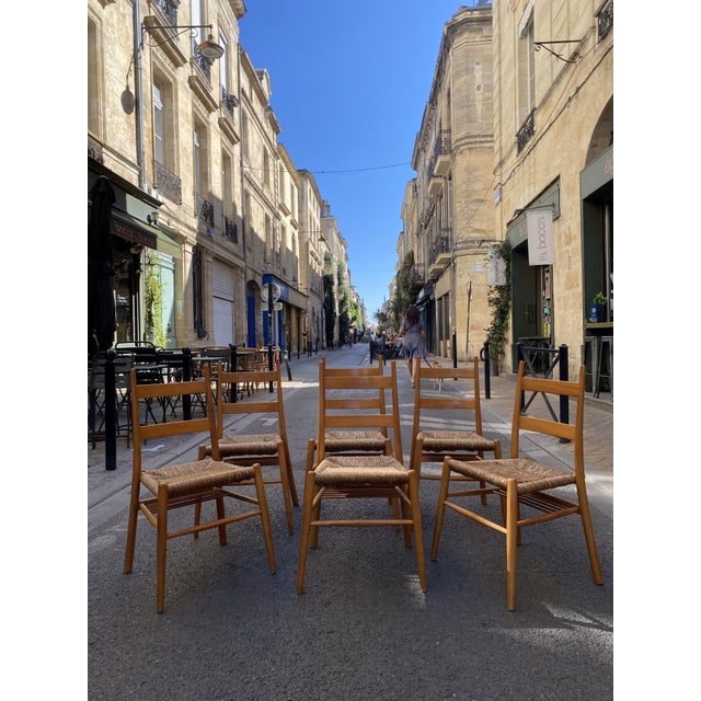Vintage Turned Wood Chairs with Straw Seats by Yngve Ekström, 1950s, Set of 6 For Sale - Image 6 of 15