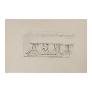 Vintage Pencil Drawing Study of Architectural Ornament For Sale