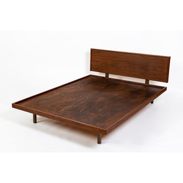 Richard Artschwager Vintage Mid-Century Walnut Wood Platform Bed by Richard Artschwager (Attr.) 1950s For Sale - Image 4 of 15