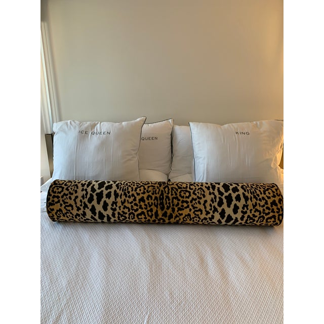 King Size Leopard Velvet Bolster Pillow Chairish