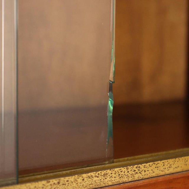 Vintage Larch Veneer, Brass and Glass Display Bookcase, 1960s For Sale - Image 6 of 11