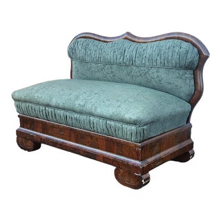 Antique 19th Century American Empire Period Flame Mahogany Armless Settee C1840 For Sale
