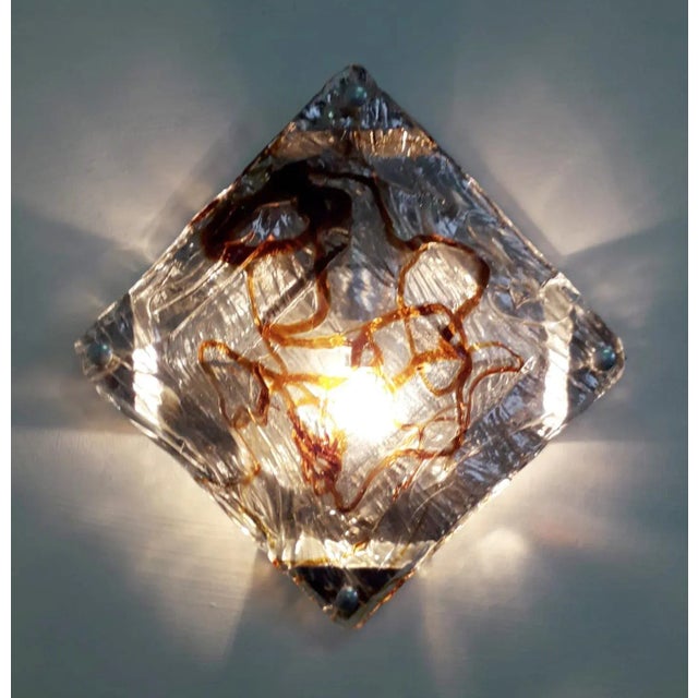 Mazzega Murano Diamond Sconces by Mazzega - a Pair For Sale - Image 4 of 13