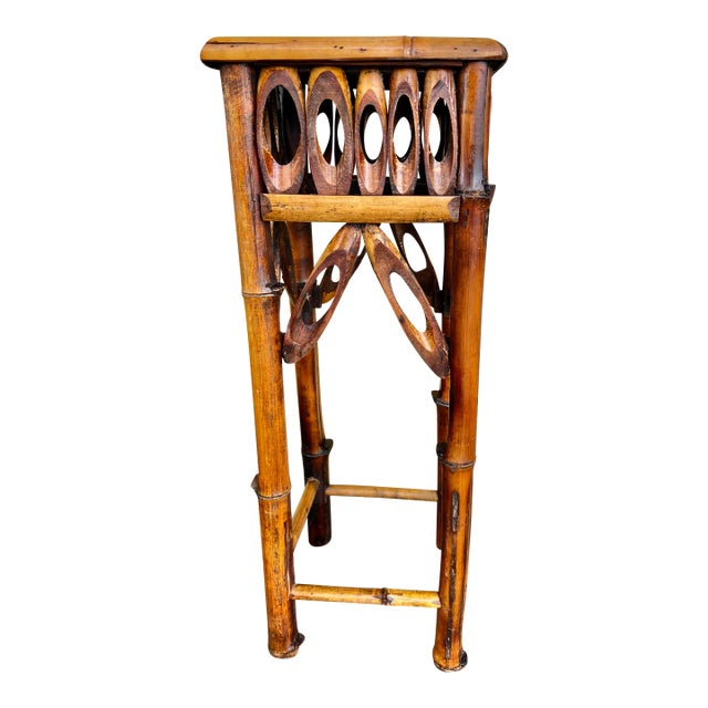 Vintage Bamboo Small Side Table For Sale