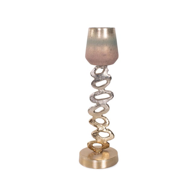 With a twisted, open-loop base that draws the eye, this piece adds dynamic visual appeal. The ombre-finished top casts a...