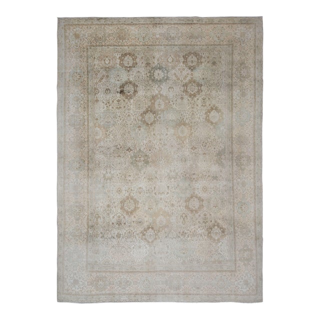 1960s Persian Handmade Wool Cotton Orange Oversized Area Rug For Sale