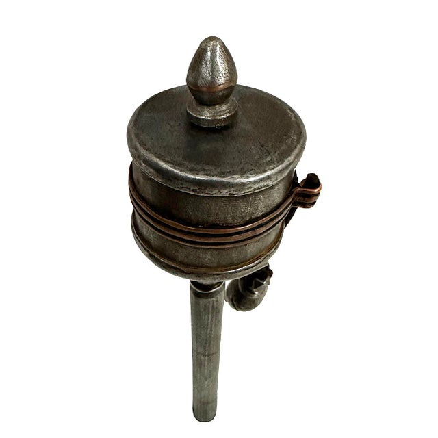 Metal Tibetan Buddhist Handcrafted Handheld Spinning Prayer Wheel For Sale - Image 7 of 7