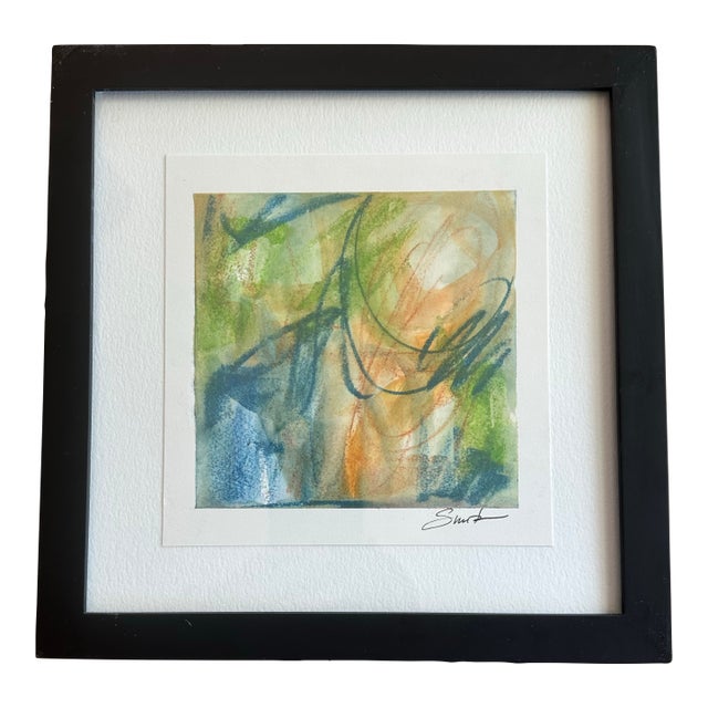 “Verdant Motion” Framed Original Mixed Media Abstract by Nancy Smith For Sale
