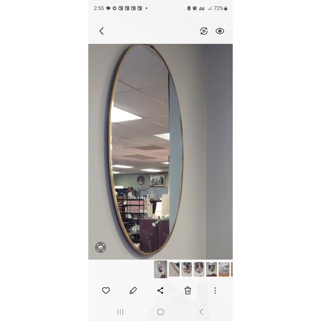 Mid-Century Modern 1950s Mid Century Modern Large Oval Mirror For Sale - Image 3 of 8