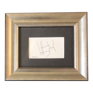 Original Vintage Robert Cooke Miniature Abstract Ink Drawing Framed 1970’s For Sale
