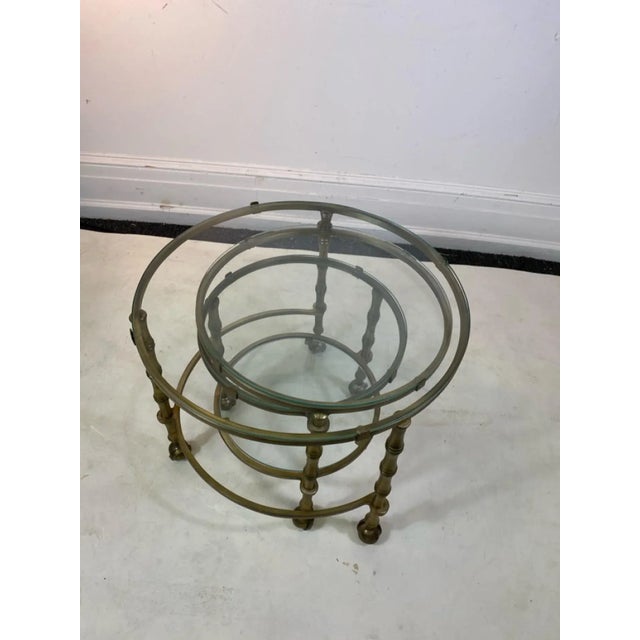 Modern 1970s Modern Solid Brass Faux Bamboo Expansion Nesting Tables For Sale - Image 3 of 8