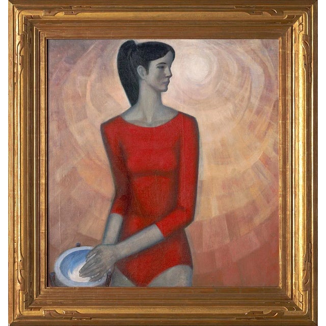 Wood "Gymnast With Chalk" Original Oil Painting by Evgeny Yasvin Circa 1961 For Sale - Image 7 of 7