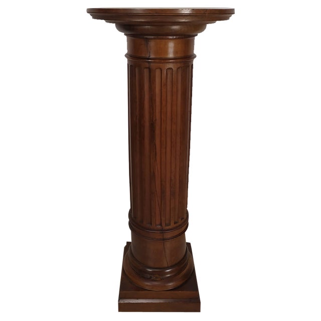 Vintage Brown Walnut Column For Sale