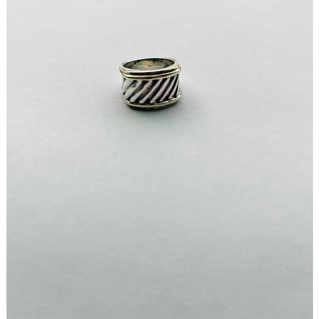 Contemporary Vintage David Yurman Sculpted Sterling Silver and 14kt Yellow Gold Ring, Size 8 For Sale - Image 3 of 8