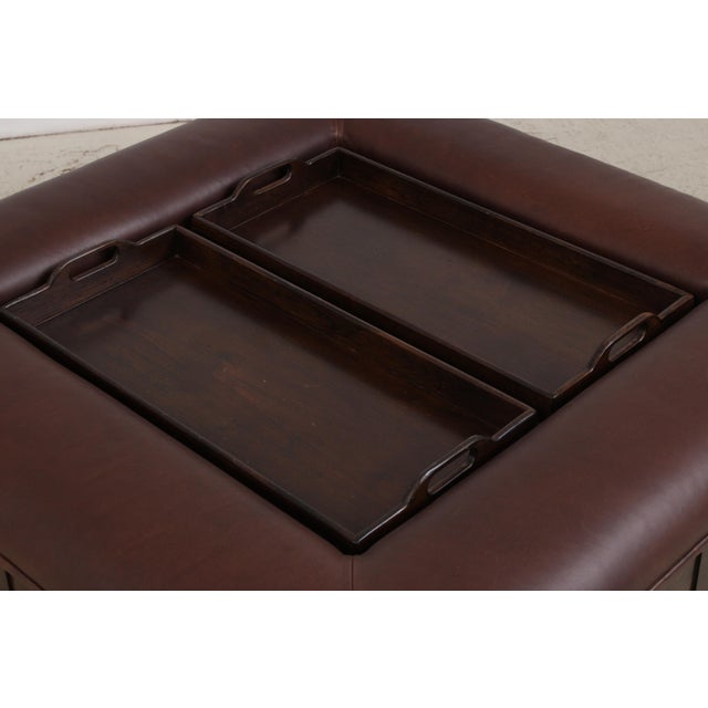 1990s Lillian August by Drexel Leather Coffee Table Ottoman For Sale - Image 5 of 15