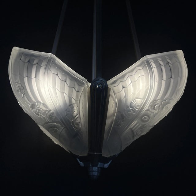 Art Deco Chandelier Hanging Lamp attributed to Jean Gauthier for J. Robert Paris, 1930s For Sale - Image 9 of 13