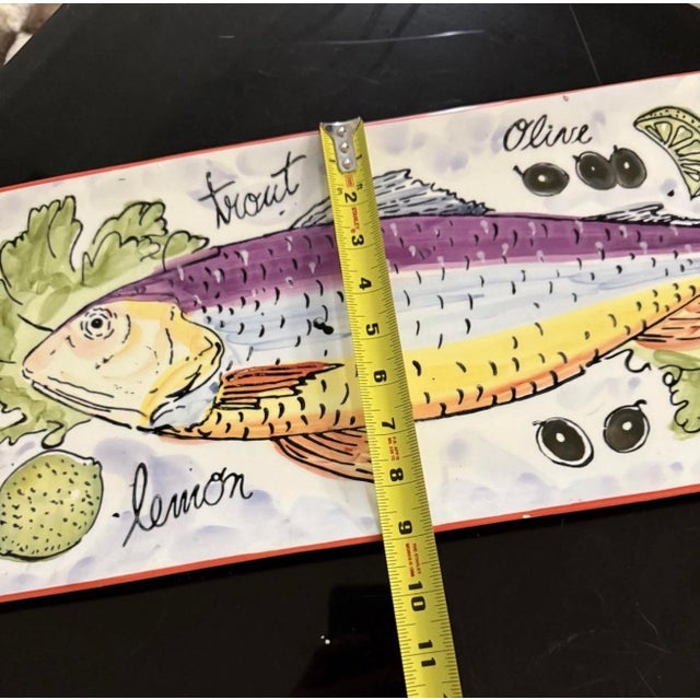 1990s Antica Fornace Italy Large Fish Platter 24in Hand Painted For Sale - Image 4 of 5