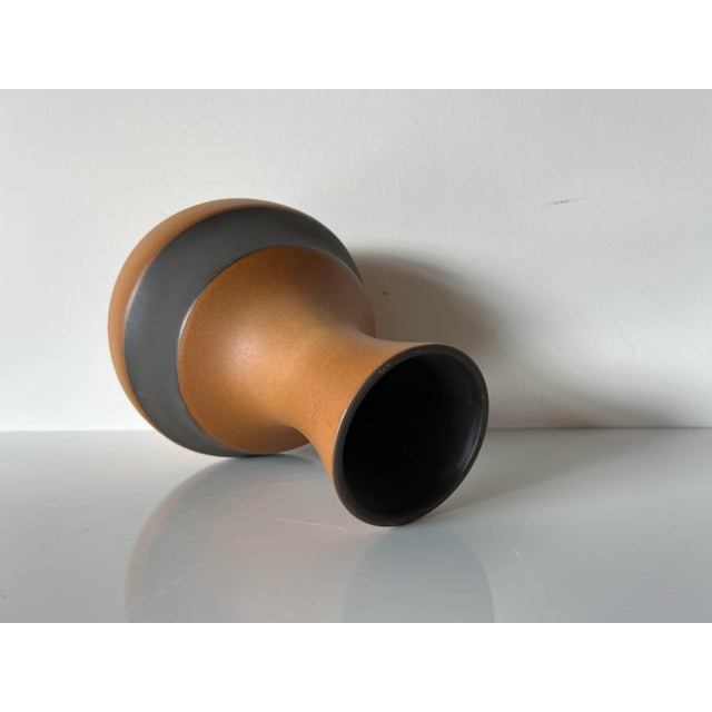 Vintage Organic Brown and Black Matte Glaze Ceramic Vase For Sale - Image 10 of 13