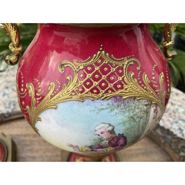 French Sèvres Porcelain and Gilt Bronze Vases, 1880, Set of 2 For Sale - Image 12 of 18