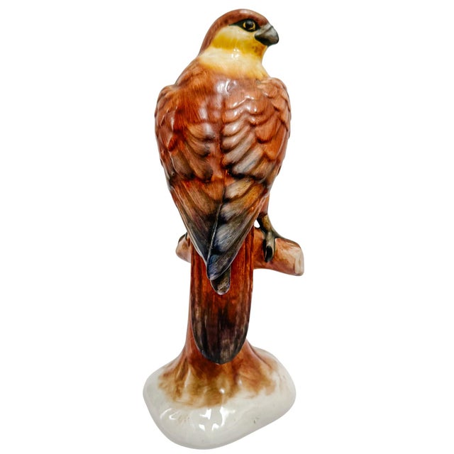 1970s Vintage Italian Ceramic Birds of Prey Sculptures – Pair of Falcons / Hawks For Sale - Image 5 of 11