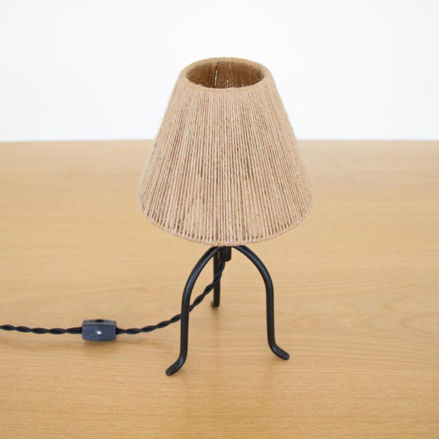 Panoplie Petite Iron Tripod Lamp, Rope Shade For Sale In Los Angeles - Image 6 of 10