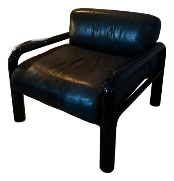 Vintage Gas Aulenti for Knoll Model 55-S1 Black Lounge Chair