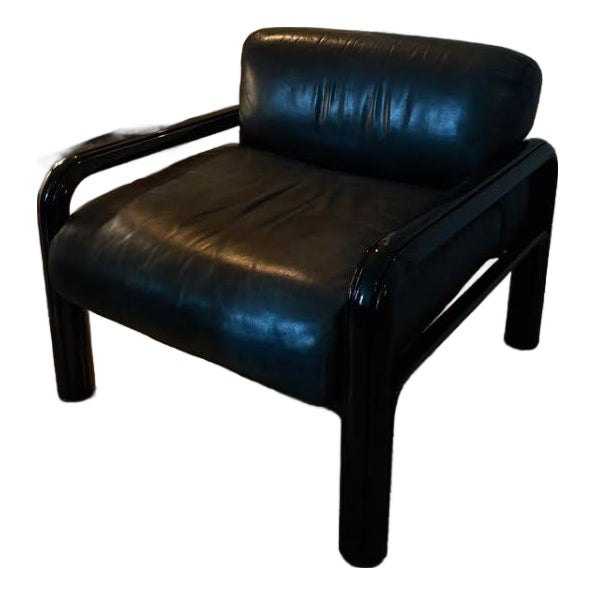 Vintage Gas Aulenti for Knoll Model 55-S1 Black Lounge Chair For Sale