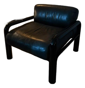 Vintage Gas Aulenti for Knoll Model 55-S1 Black Lounge Chair