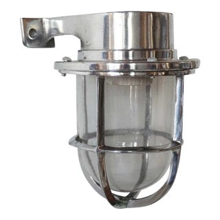 Industrial Aluminum Wall Bracket Caged Sconce Ship Light For Sale