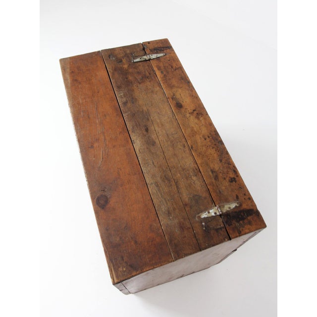 Antique Primitive Wood Storage Chest For Sale - Image 9 of 18