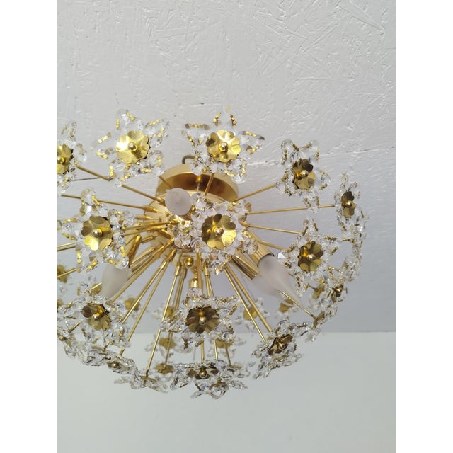 1980s Flush Mount Vintage Star Crystals Chandelier Lighting For Sale - Image 12 of 12