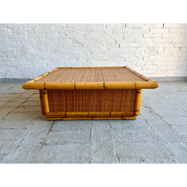 Light Yellow Coffee Table in Rattan and Wicker from Dal Vera, 1970s For Sale - Image 8 of 14