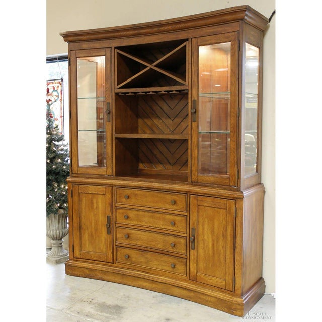 Late 20th Century Klaussner Medium Oak Curved Front China Cabinet For Sale - Image 4 of 6