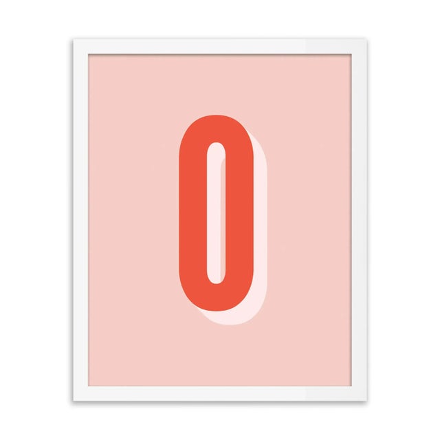 Alphabet Series in Pink, Letter O by Pencil & Paper in White Frame, XS Art Print For Sale