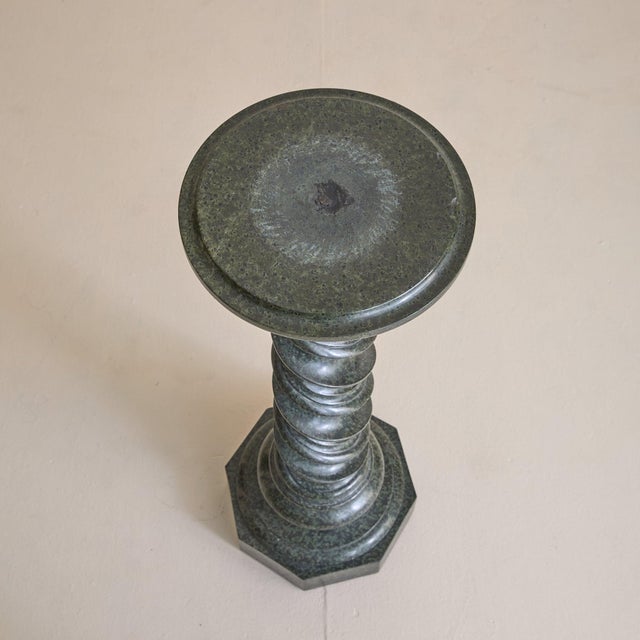 Black 19th Century Italian Green Marble Spiral Pedestal For Sale - Image 8 of 12