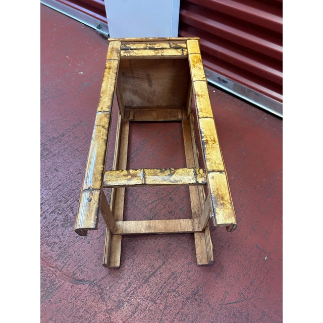 Vintage Burnt Bamboo Side Table/Plant Stand For Sale - Image 10 of 10